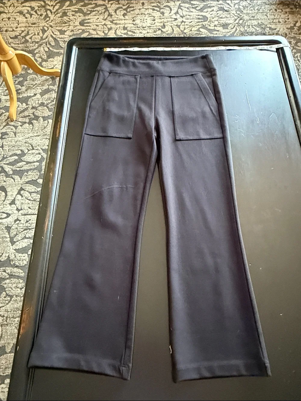 Cabi cheeky pant Black Wide-Leg Knit Pants with Front Patch Pockets#6488